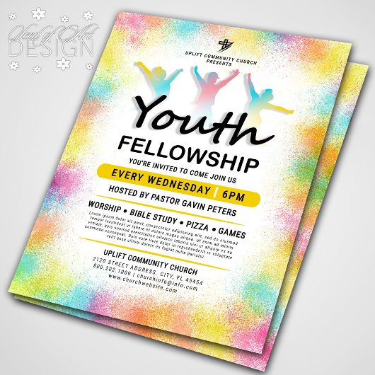 Leuk en kleurrijk Youth Fellowship Kerk Event Flyer