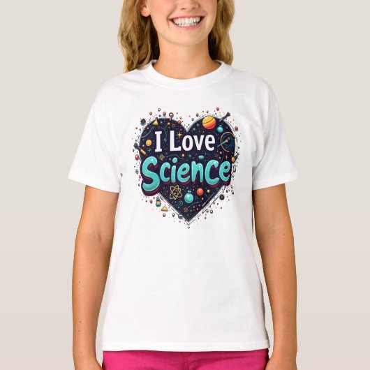 Leuk en leerzaam T-shirt Ik hou van Science T-Shir (Voorkant)