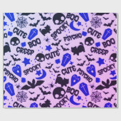 Leuk en Leuk Paarse, Blauwe en Zwarte Halloween Cadeaupapier (Vlak)