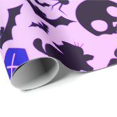 Leuk en Leuk Paarse, Blauwe en Zwarte Halloween Cadeaupapier (Rol Hoek)