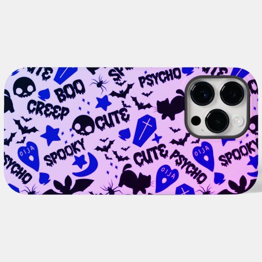 Leuk en Leuk Paarse, Blauwe en Zwarte Halloween Case-Mate iPhone Case (Achterkant (horizontaal))