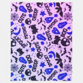Leuk en Leuk Paarse, Blauwe en Zwarte Halloween Fleece Deken (Voorkant)