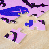 Leuk en Leuk Paarse, Blauwe en Zwarte Halloween Legpuzzel (Zijkant)