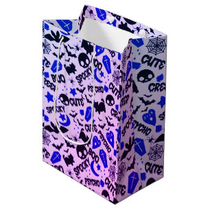 Leuk en Leuk Paarse, Blauwe en Zwarte Halloween Medium Cadeauzakje