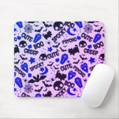 Leuk en Leuk Paarse, Blauwe en Zwarte Halloween Muismat (Met muis)