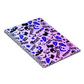 Leuk en Leuk Paarse, Blauwe en Zwarte Halloween Notitieboek (Rechterzijde)