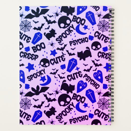 Leuk en Leuk Paarse, Blauwe en Zwarte Halloween Planner (Achterkant)