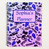 Leuk en Leuk Paarse, Blauwe en Zwarte Halloween Planner (Voorkant)