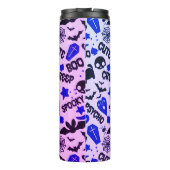 Leuk en Leuk Paarse, Blauwe en Zwarte Halloween Thermosbeker (Achterkant)