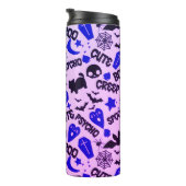 Leuk en Leuk Paarse, Blauwe en Zwarte Halloween Thermosbeker (Geroteerd rechts)