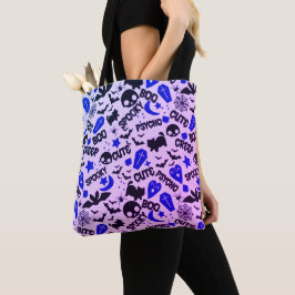Leuk en Leuk Paarse, Blauwe en Zwarte Halloween Tote Bag