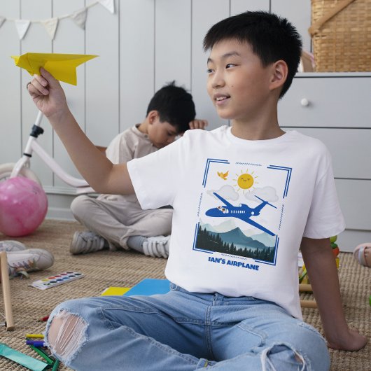 Leuk en Schattig Kind Naam Vliegtuig T-shirt