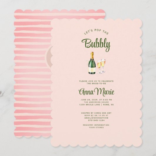 Leuk en Vrouwelijk Brunch + Bubble Vrijgezellenfee Kaart (Voorkant / Achterkant)