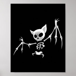 Leuk eng donker vliegend skelet naar Halloween kle Poster