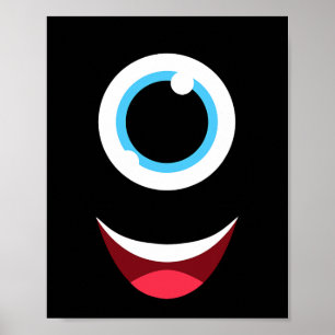 Leuk Eng Monster Eyeball Gezicht Gemakkelijk Hallo Poster