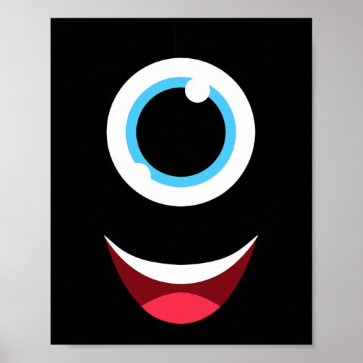 Leuk Eng Monster Eyeball Gezicht Gemakkelijk Hallo Poster (Voorkant)