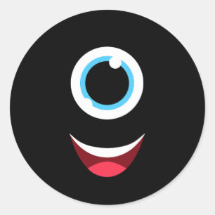 Leuk Eng Monster Eyeball Gezicht Gemakkelijk Hallo Ronde Sticker