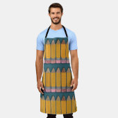 Leuk episch geïllustreerd geel potlood patroon schort (Gedragen)