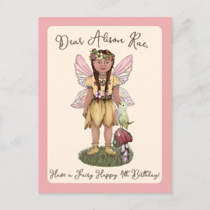 Leuk  Fairy Happy Fourth Birthday Party Briefkaart