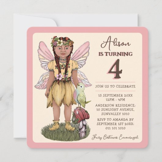 Leuk  Fairy Vierde Verjaardagsfeestje Kaart (Voorkant)