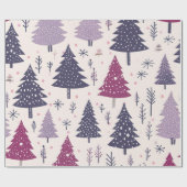 Leuk feestelijk roze kerstboom patroon cadeaupapier (Vlak)