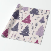 Leuk feestelijk roze kerstboom patroon cadeaupapier (Uitgerold)