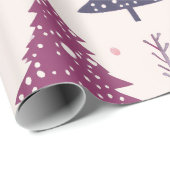 Leuk feestelijk roze kerstboom patroon cadeaupapier (Rol Hoek)