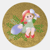 Leuk feestelijk Schattige kerstmeisje Ronde Sticker (Voorkant)