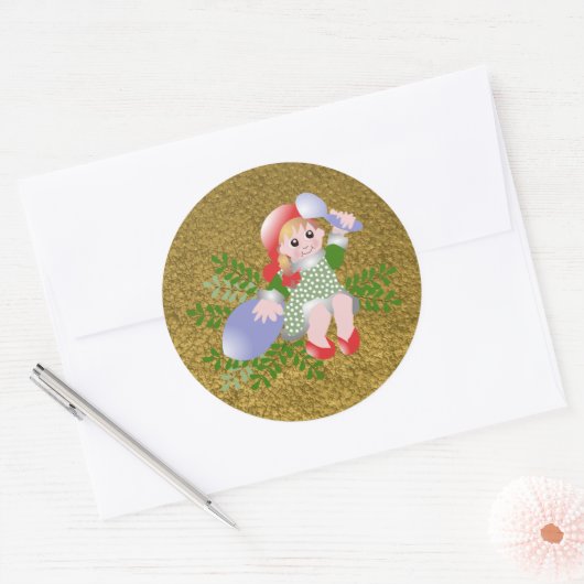 Leuk feestelijk Schattige kerstmeisje Ronde Sticker (Envelop)