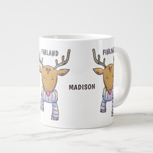 Leuk Finland Rendieren aangepaste naam jumbo mok (Voorkant rechts)