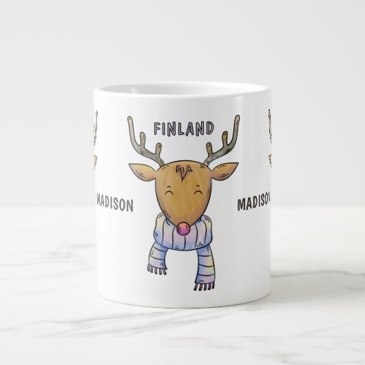 Leuk Finland Rendieren aangepaste naam jumbo mok (Voorkant)