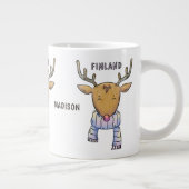 Leuk Finland Rendieren aangepaste naam jumbo mok (Rechts)