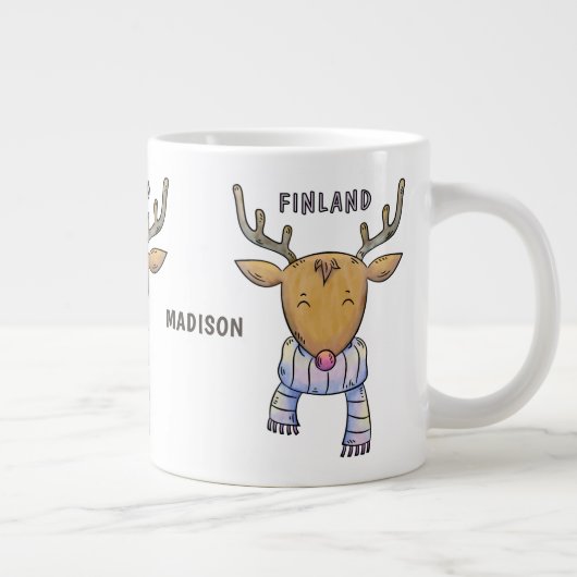 Leuk Finland Rendieren aangepaste naam jumbo mok (Rechts)