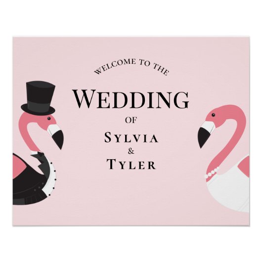 Leuk Flamingo bruiloft welkom Perfect Poster (Voorkant)