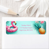 Leuk Flamingo en ananas Zomerzwembad Party Etiket (Insitu)