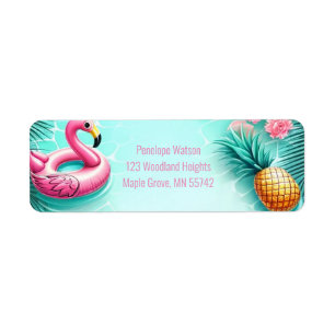 Leuk Flamingo en ananas Zomerzwembad Party Etiket