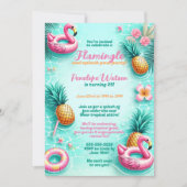 Leuk Flamingo en ananas Zomerzwembad Party Kaart (Voorkant)