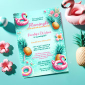 Leuk Flamingo en ananas Zomerzwembad Party Kaart
