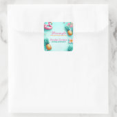 Leuk Flamingo en ananas Zomerzwembad Party Vierkante Sticker (Tas)