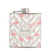 Leuk Flamingo patroon met Monogram Heupfles (Voorkant)