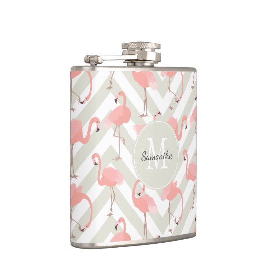 Leuk Flamingo patroon met Monogram Heupfles (Rechts)