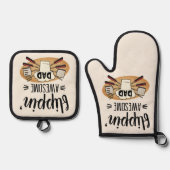 Leuk Flippen Geweldige Pap BBQ Ovenwant & Pannenlap Set (Voorkant)