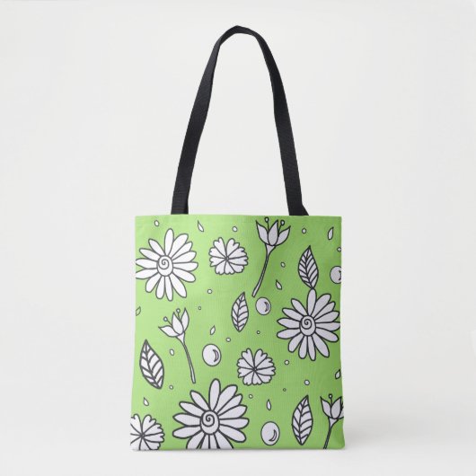 Leuk Flower Summer Tas in het groen (Voorkant)