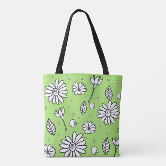 Leuk Flower Summer Tas in het groen (Achterkant)