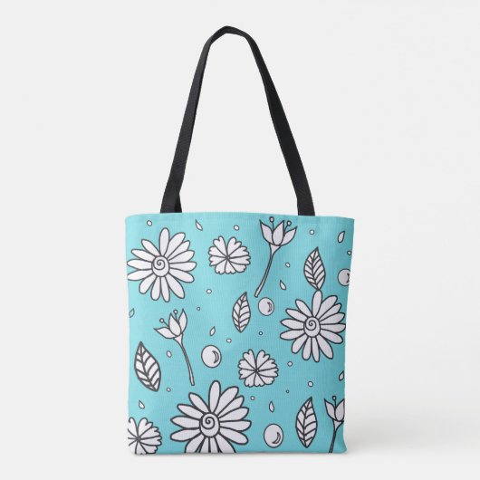 Leuk Flower Summer Tas in Turquoise (Achterkant)
