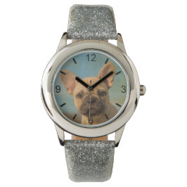 Leuk Frans Bulldog Puppy Portrait - wijzerplaat-bo Horloge