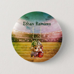 Leuk Frans bulldog quarterback Football Stadion Ronde Button 5,7 Cm