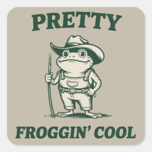 Leuk Froggin Cool Kikker Pad Meme Liefhebbers Vint Vierkante Sticker