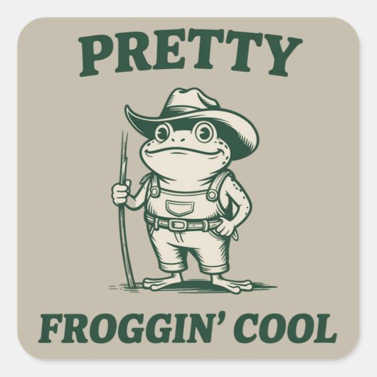Leuk Froggin Cool Kikker Pad Meme Liefhebbers Vint Vierkante Sticker (Voorkant)