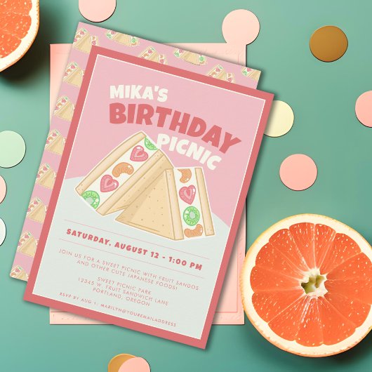 Leuk fruit sandwich picknick verjaardagsfeestje kaart
